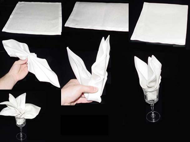 Cách xếp khăn giấy má hình hoa ly