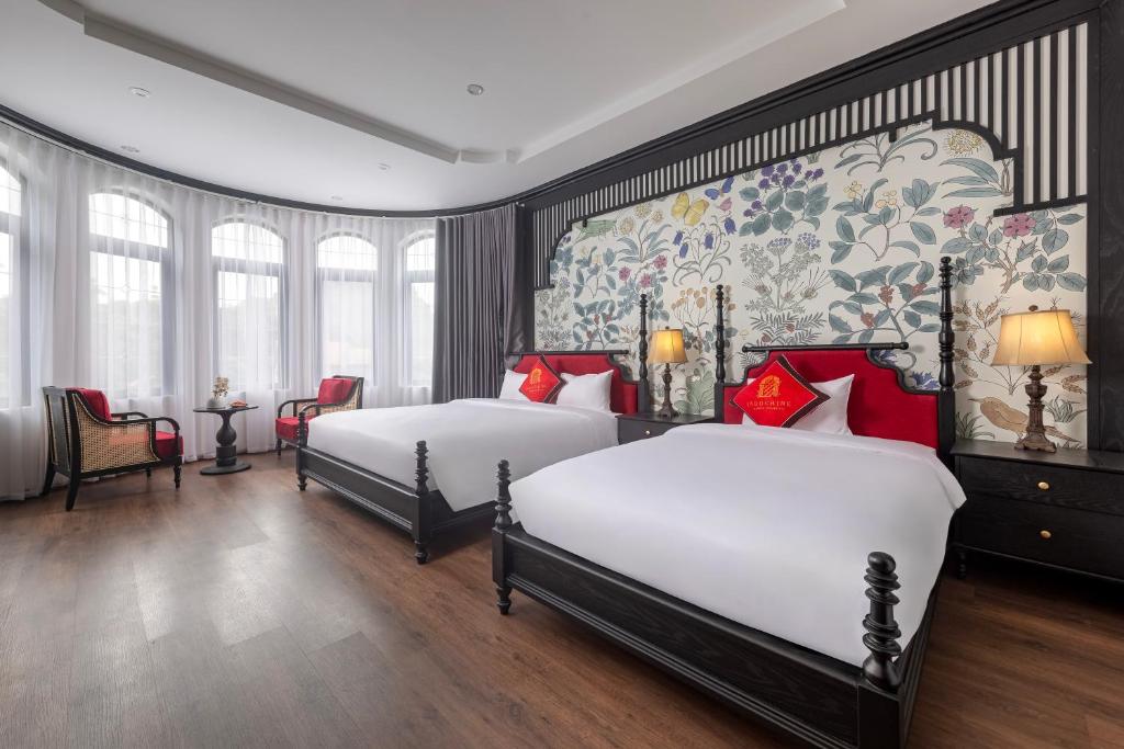 15+ mẫu giường đôi khách sạn được ưa chuộng nhất hiện nay 9 Giường khách sạn phong cách indochine