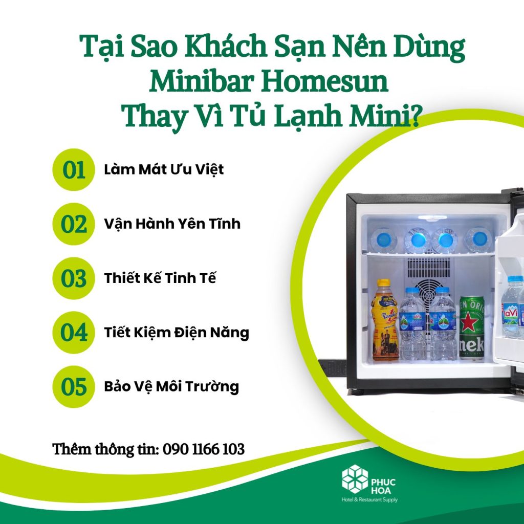 Tại Sao Khách Sạn Nên Dùng Tủ Mát Minibar Homesun Thay Vì Tủ Lạnh Mini Phổ Thông? 1 Tại Sao Khách Sạn Nên Dùng Tủ Mát Minibar Homesun Thay Vì Tủ Lạnh Mini Phổ Thông?