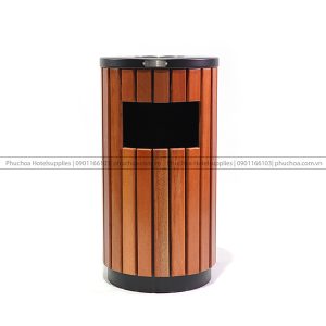 Thùng rác ngoài trời nan gỗ nhựa